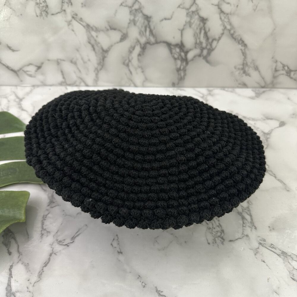 Annabel Ingall Australia Vintage Y2k Womens Beret Hat One Size Black Knit Chunky